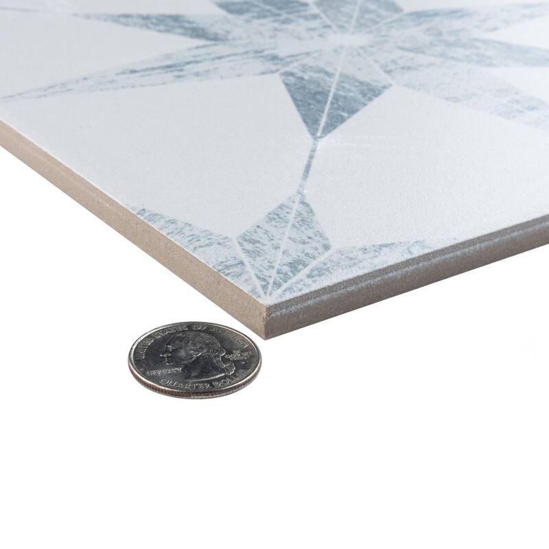 Merola Tile Cassis Stella White 9-3/4" x 9-3/4" Porcelain Floor and Wall Tile