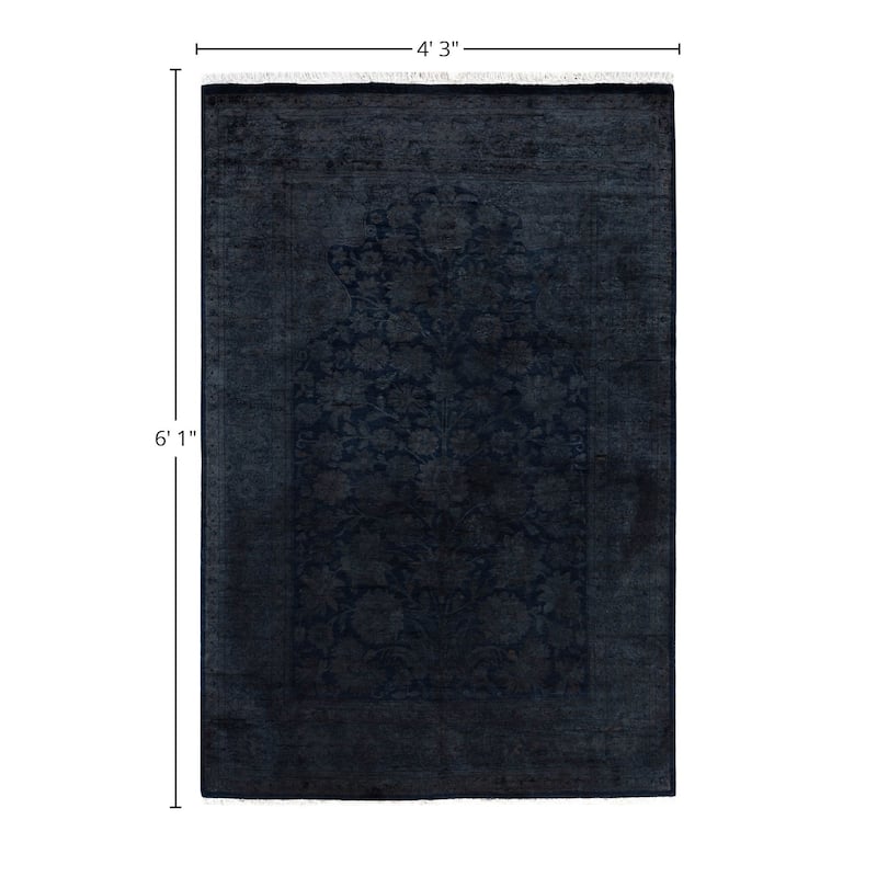 Overdyed One-of-a-Kind Hand-Knotted Area Rug - Black - 4' 3" x 6' 1"