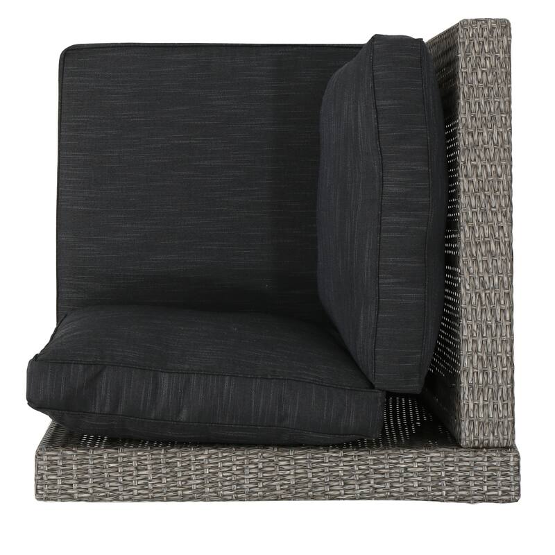 Roomfitters Outdoor Corner Sofa & Table Set, All-Weather Wicker Patio Lounge, Gray