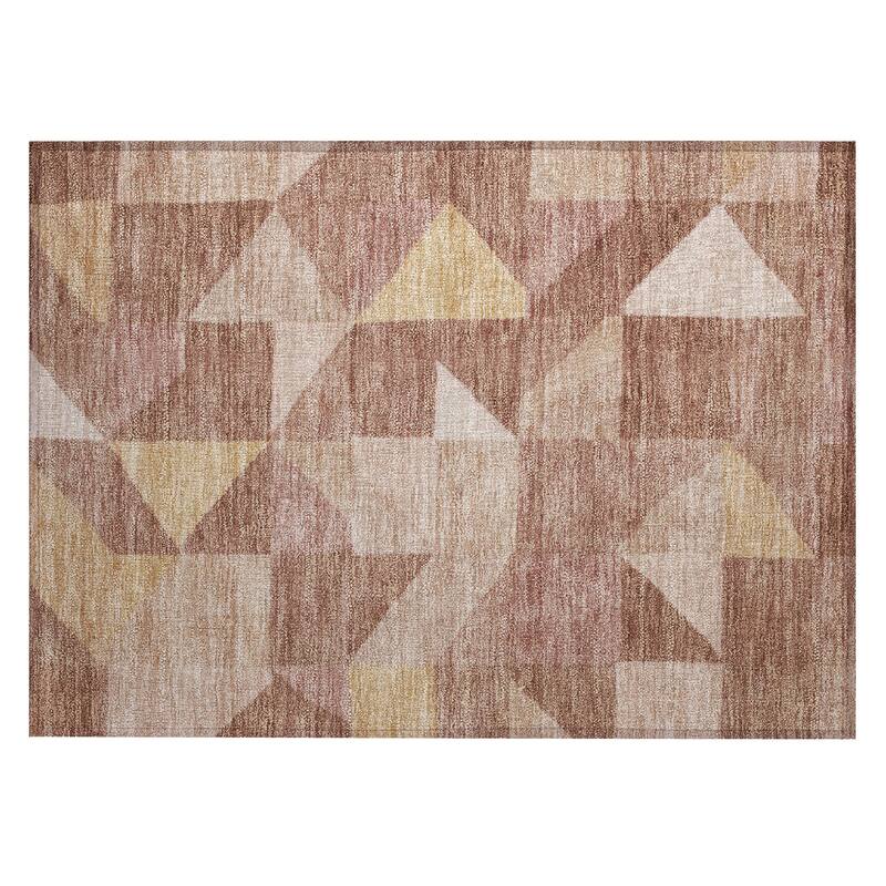 Machine Washable Indoor/ Outdoor Geo Rubi Chantille Rug