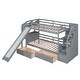 preview thumbnail 16 of 32, Twin over Twin Wood Bunk Bed with Storage Staircase and Slide,Desk with Storage Space