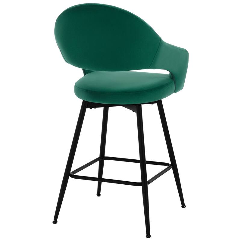 26" Velvet/ Faux Leather Counter Height Swivel Bar Stools Set of 2/4 - 39.2"H x 20.4"W X 22"D