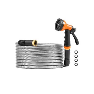 25ft Stainless Steel Metal Garden Hose, 500 psi Pressure, Non-Kink