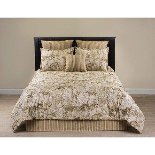 Hemingway map on natural linen safari comforter set. Opens flyout.