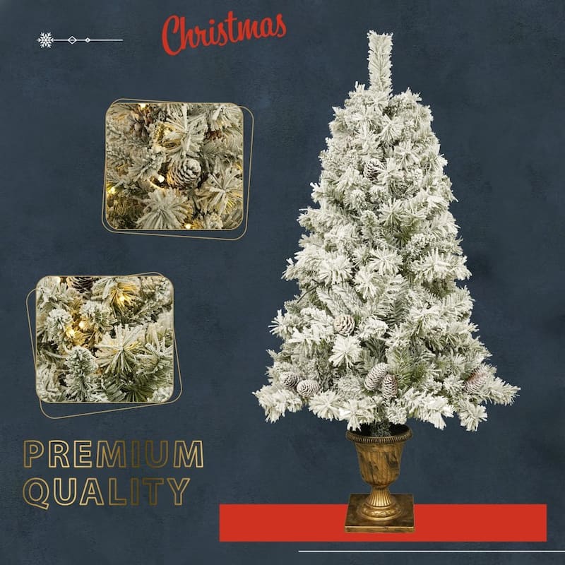 Pre-lit Xmas Tree Christmas Tree Artificial Christmas 4-Piece Set with LED Lights - 4-Piece Set