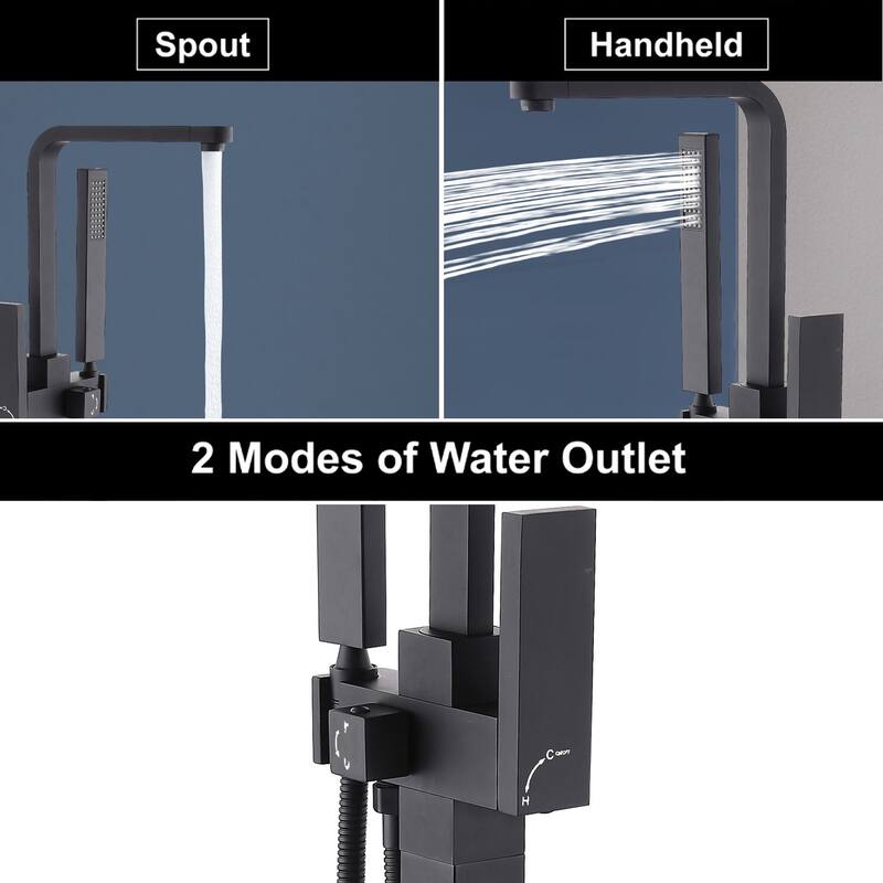 Topcraft Floor Mounted Bathtub Filler with Handheld Showerhead