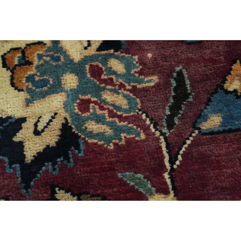 Hand Knotted Oriental 100% Wool Carpet Traditional Floral Red Mashad Area Rug - 13' 0'' X 9' 10''