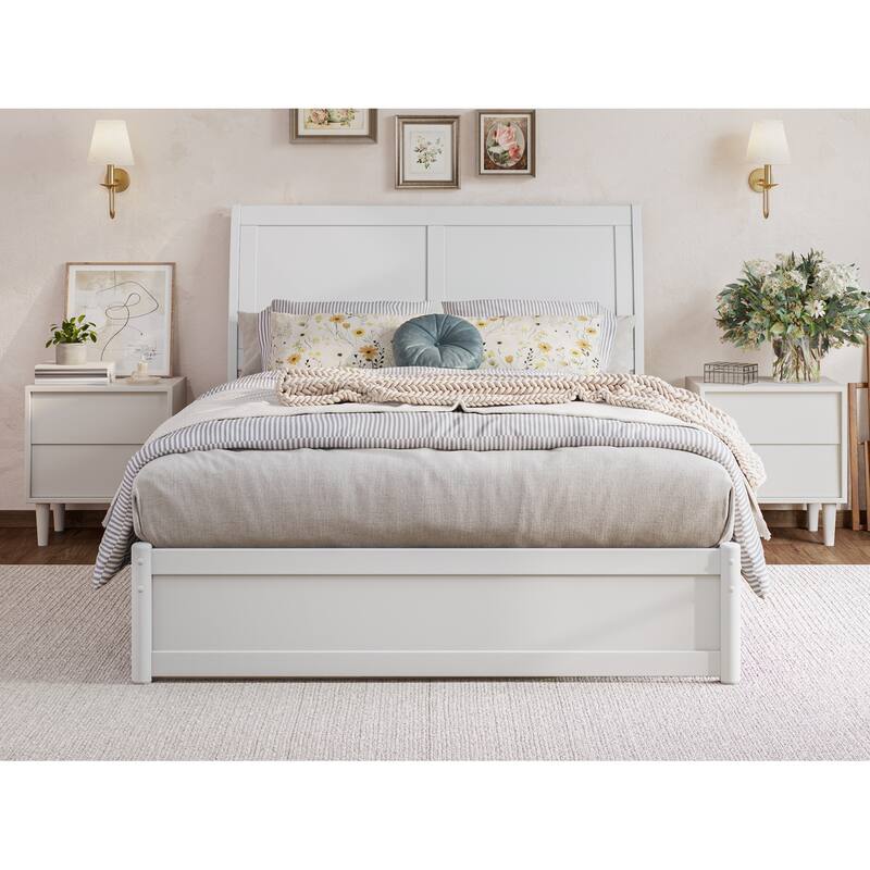 Andorra Platform Bed with Panel Footboard and Twin Trundle