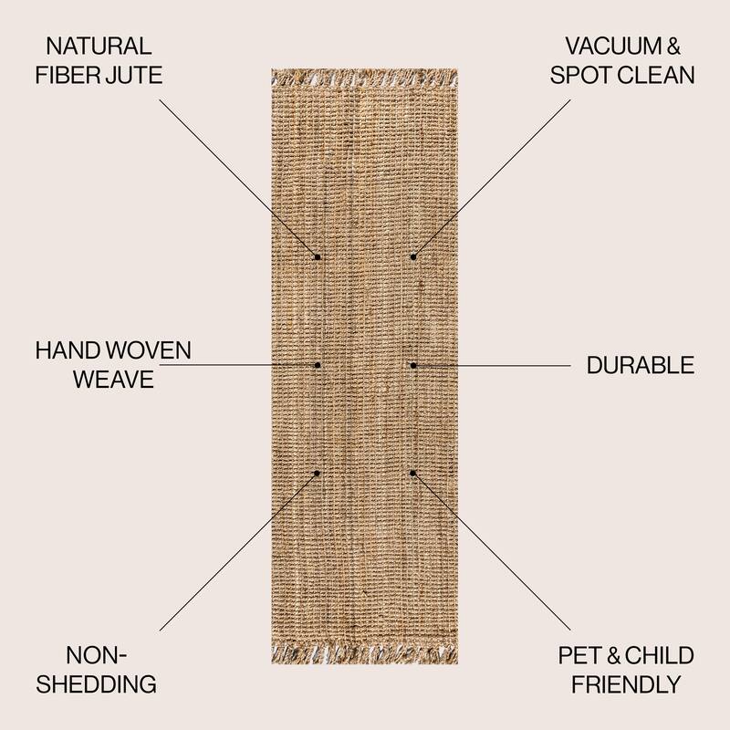 JONATHAN Y Maras Hand Woven Chunky Jute with Fringe Area Rug