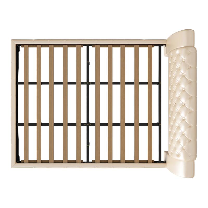 Christopher Knight Home - Modern Upholstered Platform Bed with Wood & Metal Frame - with 44.5" Tall Button-Tufted Headboard