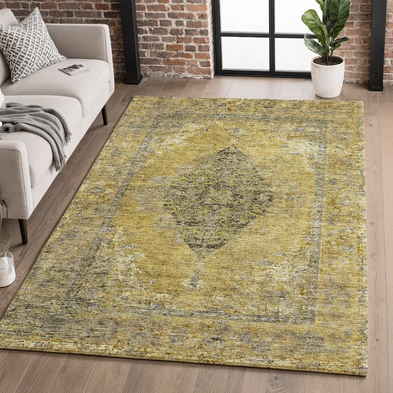 Premium Washable Super Soft Vintage Traditional Mayfield Rug - Wheat - 9' x 12'
