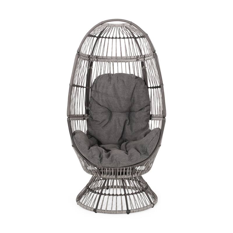 Swivel Egg Chair Basket Chairs Woven Accent Lounge Chair with Cushion