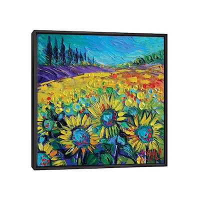 iCanvas "Happy Tournesols" by Mona Edulesco Framed Canvas Print