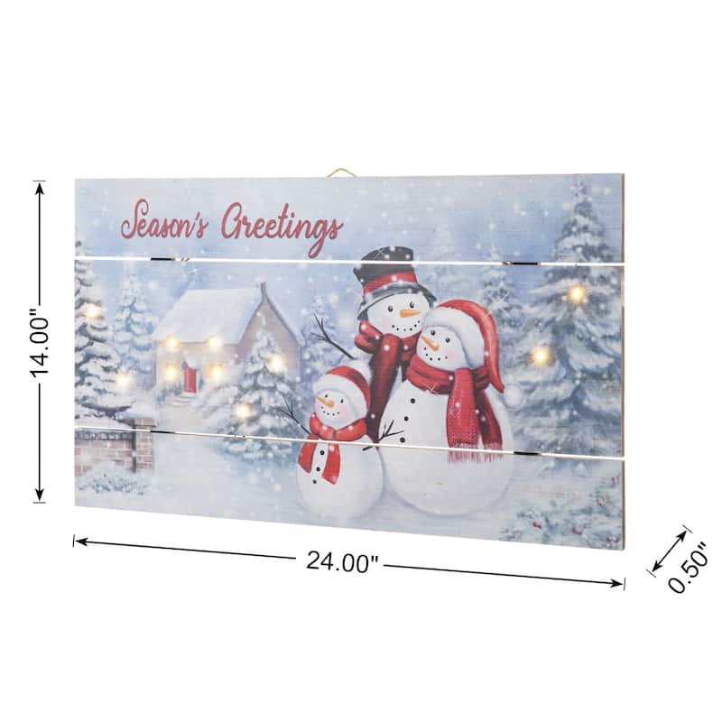 Glitzhome 24"L Wooden Christmas Santa Wall Decor with Warm White Lights