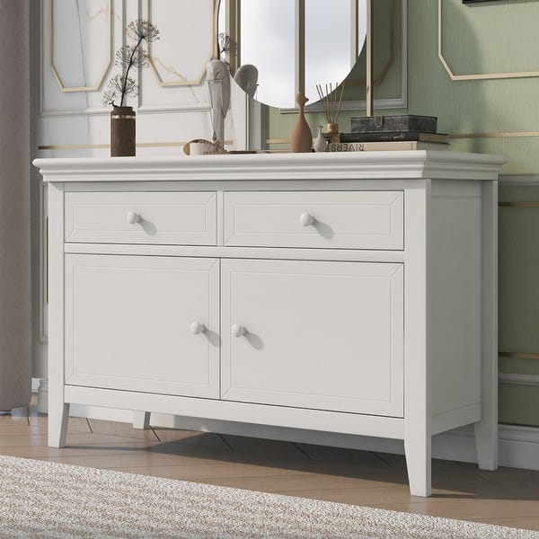 Traditional Concise Style White Solid Wood Dresser with Storage Space