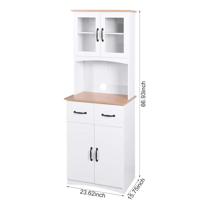 71" Kitchen Pantry Cabinet with Drawer, Farmhouse Coffee Bar Cabinet with Adjustable Shelves, Wooden Pantry Room Storage Cabinet