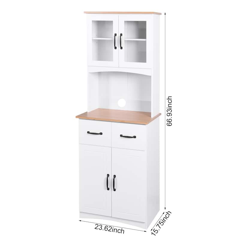 Wooden Kitchen Cabinet White Pantry Room Storage Microwave Cabinet with ...