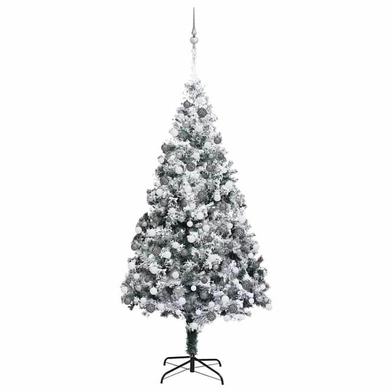 vidaXL Artificial Christmas Tree Green 70.9" PVC and Steel and Plastic - 45 x 45 x 71