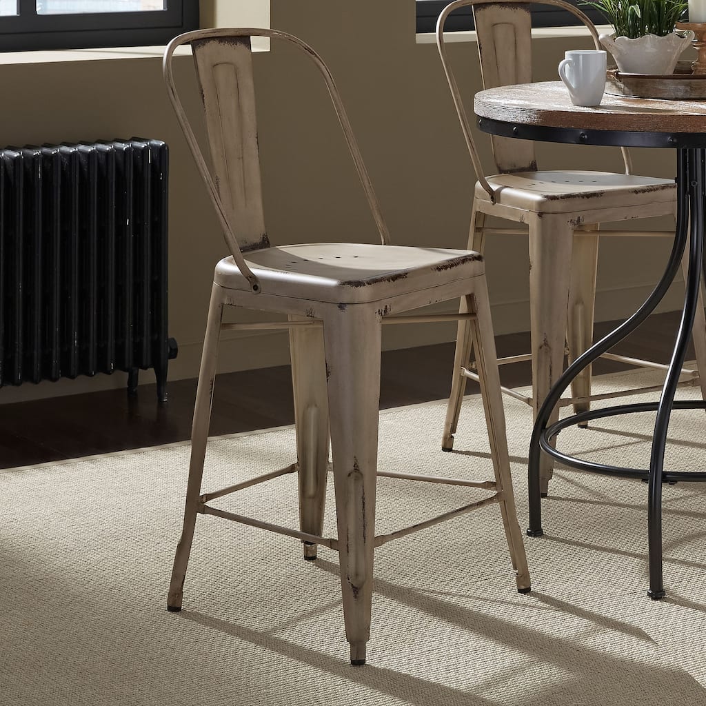 Vintage Series Distressed Metal Bow Back Counter Chair (Set of 2)