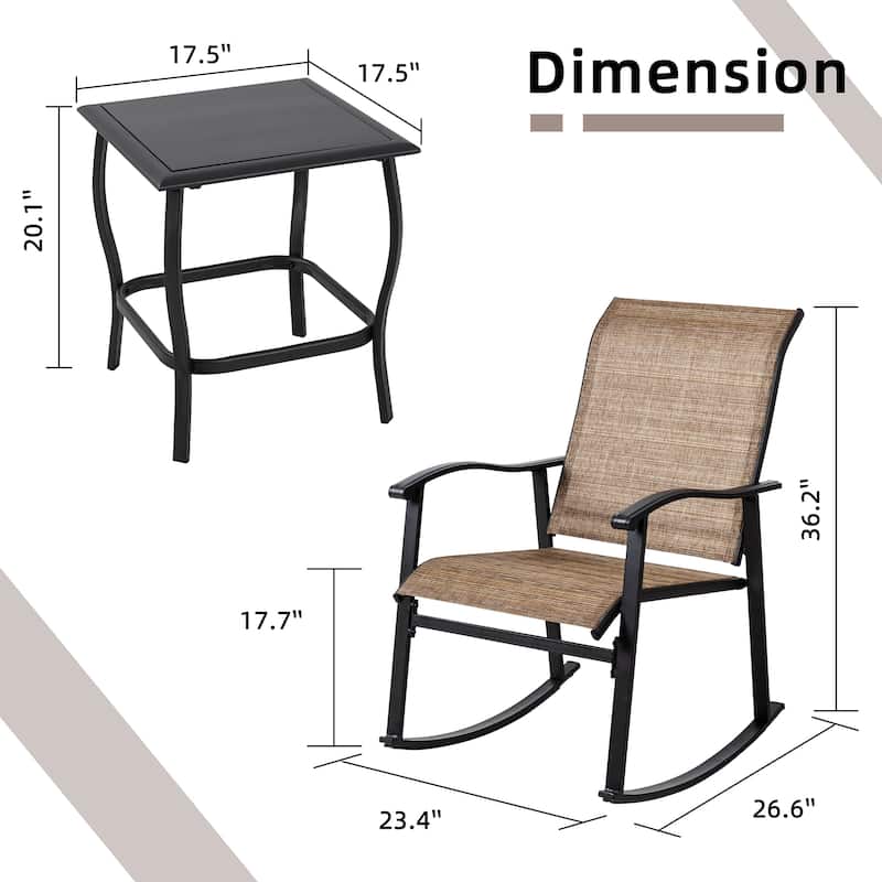 Futzca 3 Piece Outdoor Rocking Bistro Set - N/A
