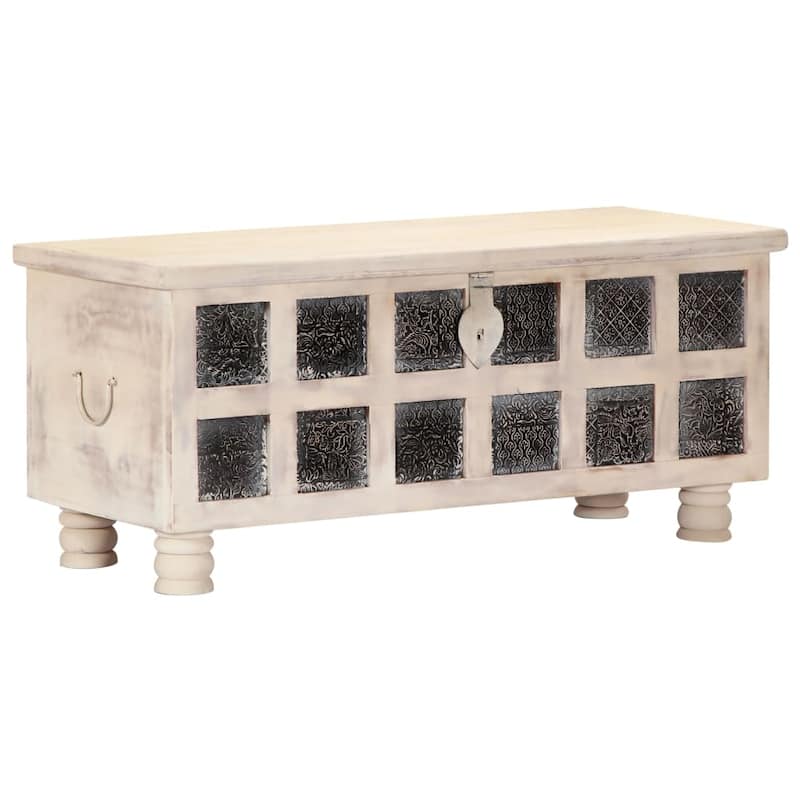 vidaXL Storage Box White 43.3"x15.7"x17.7" Solid Acacia Wood