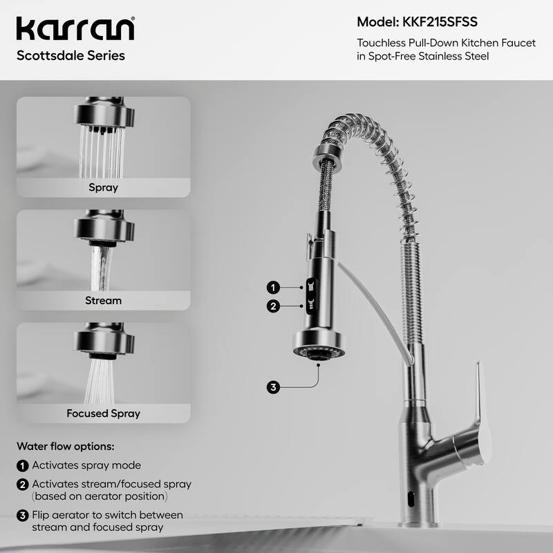 Karran Scottsdale Single-Handle Pull-Down Sprayer Touchless Kitchen Faucet