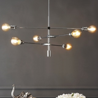 Cato Modern Iron Arm-Adjustable LED Chandelier, Chrome by JONATHAN Y