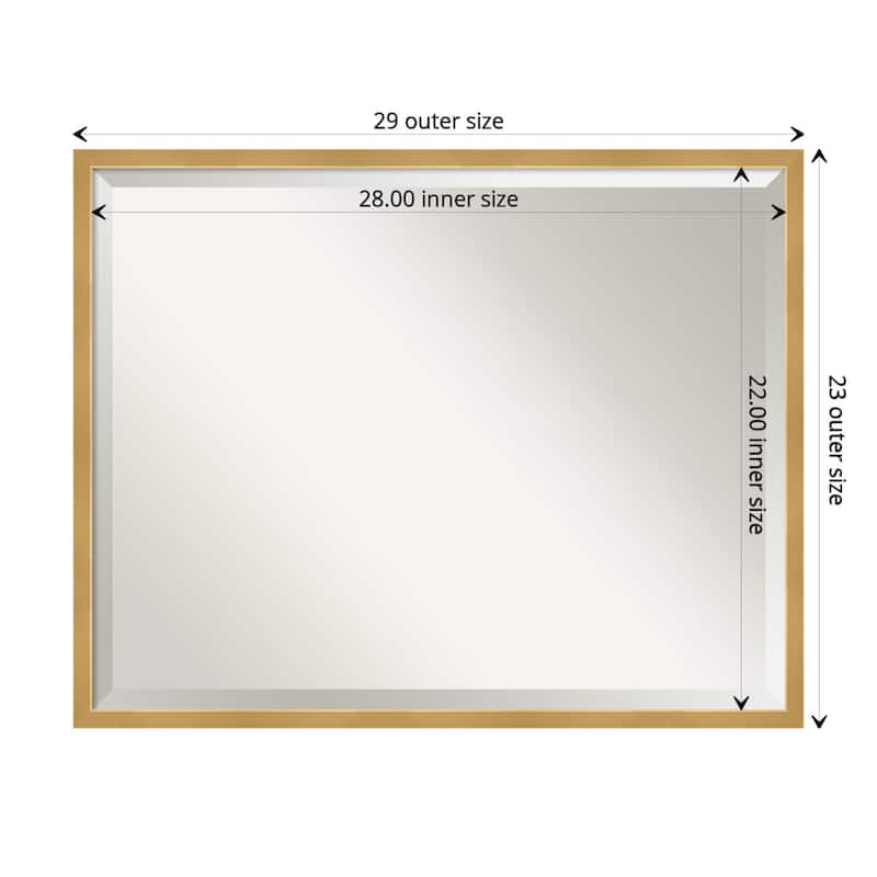 Beveled Wood Wall Mirror - Svelte Polished Gold Frame - Outer Size: 29 x 23 in