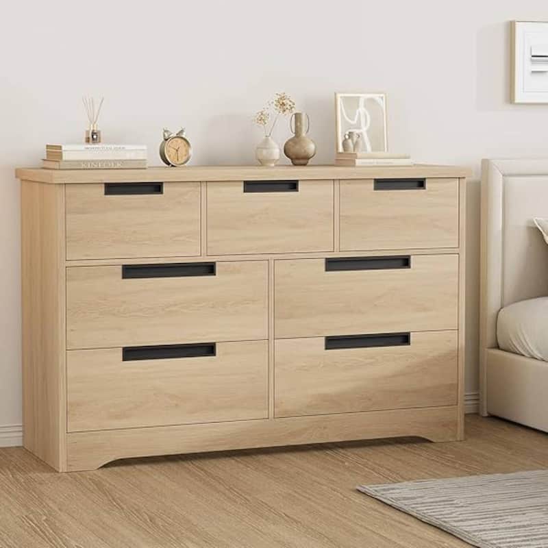 7 Drawer Dresser for Bedroom, Living Room, Nursery - Natural