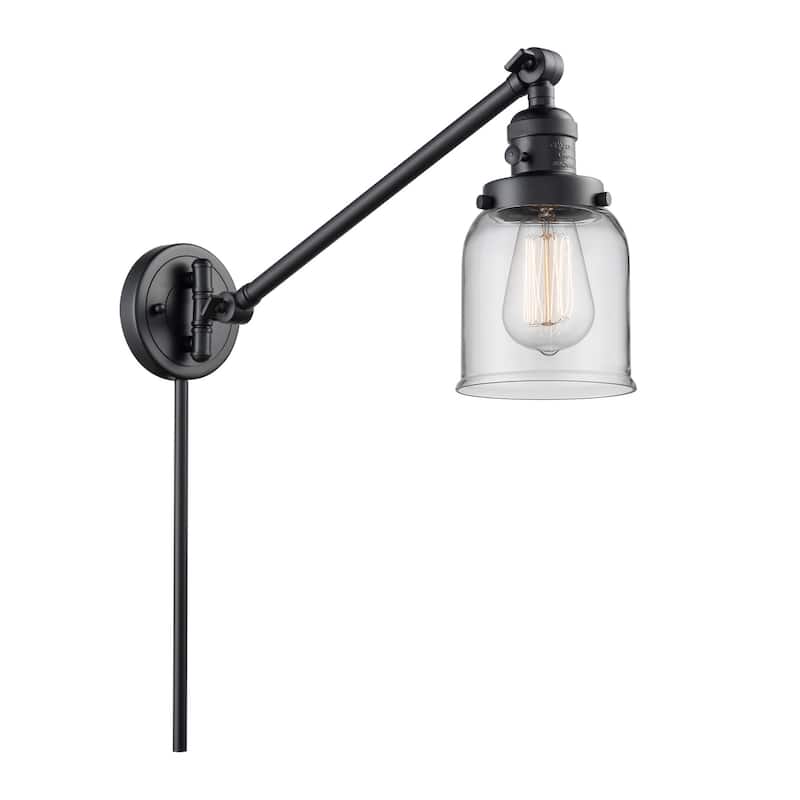 Innovations Lighting Small Bell Single Light 25" Tall Wall Sconce / - Matte Black / Clear