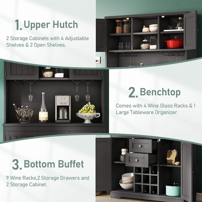 Coffee Bar Cabinet Kitchen Cabinet with Storage,Farmhouse Wine Cabinet