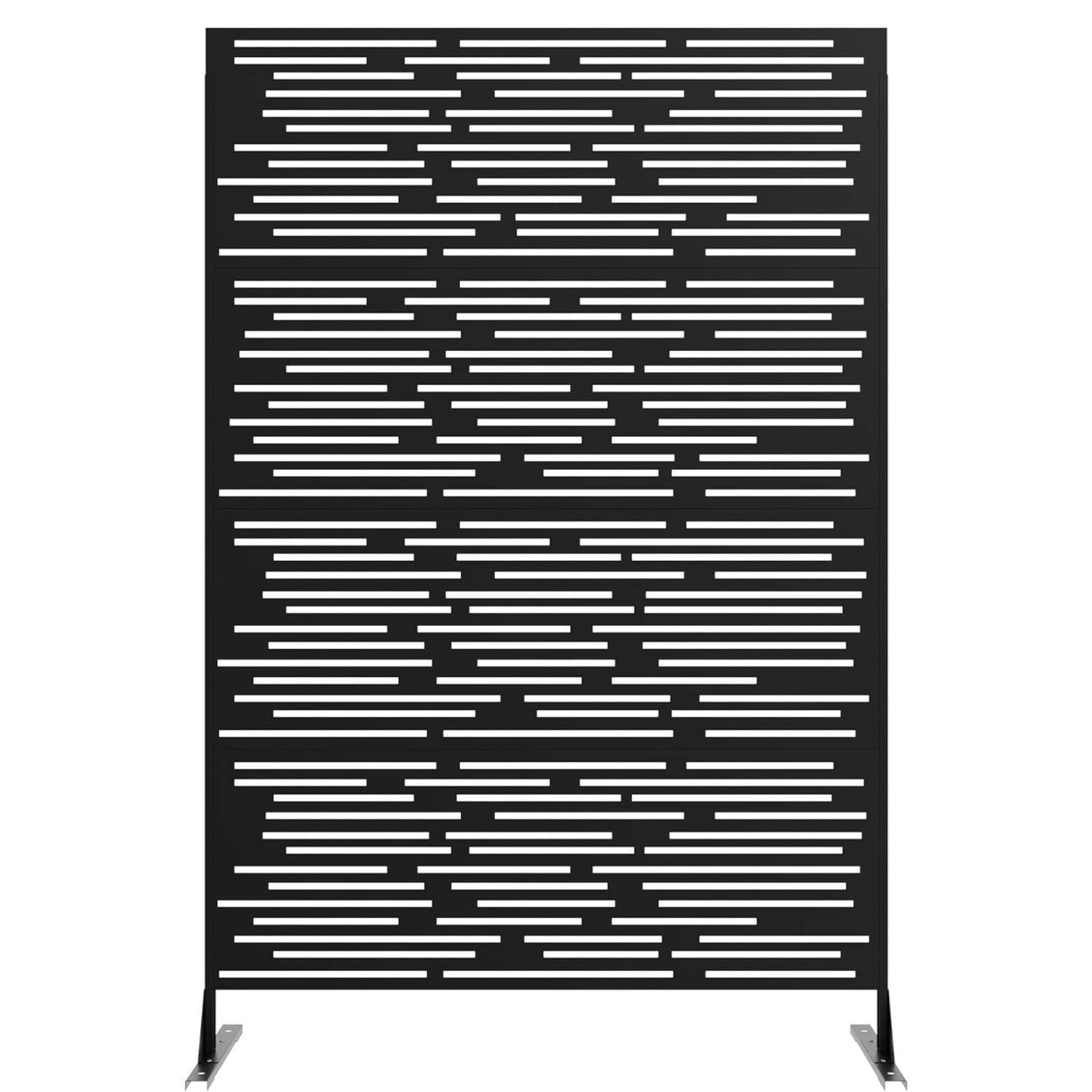 1 Pc Freestanding Decorative Metal Privacy Screen Outdoor with Stand for Balcony, Stripe