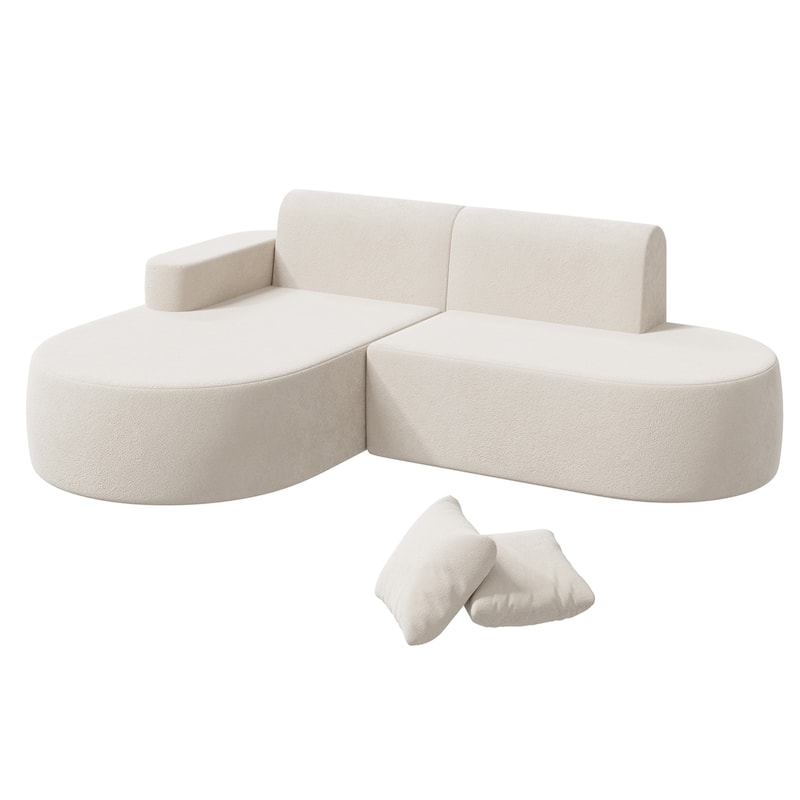 EROMMY Corner Sofa, Modern L-Shaped Sectional Couch with Chaise Lounge, Deep Seat Soft Upholstered Sofa for Living Room Bedroom.