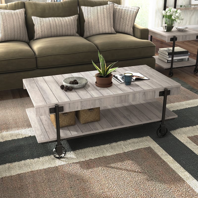Hyssop Farmhouse 47-inch Steel 1-Shelf Coffee Table by Furniture of America