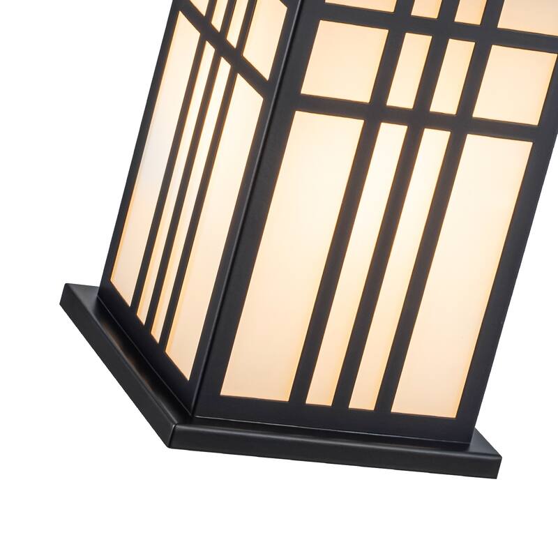 Black Outdoor Pendant Light with White Glass Porch Ceiling Fixture - Dia.7.48-in