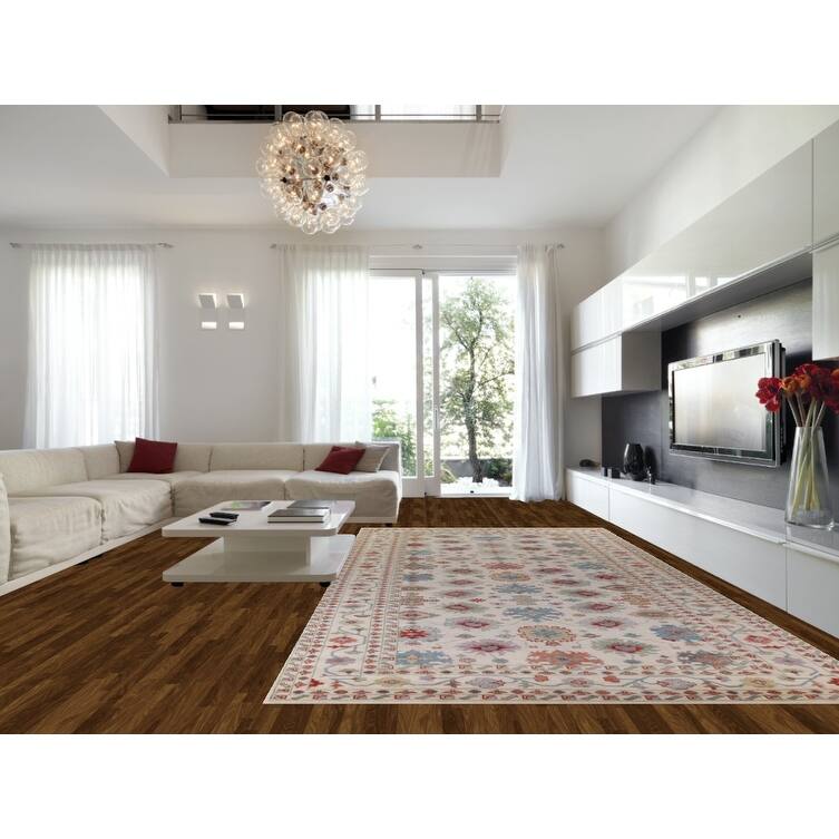 Hand Knotted Oriental 100% Wool Carpet Transitional All-Over Beige & Ivories Oushak Area Rug - 17' 10'' X 9' 1''