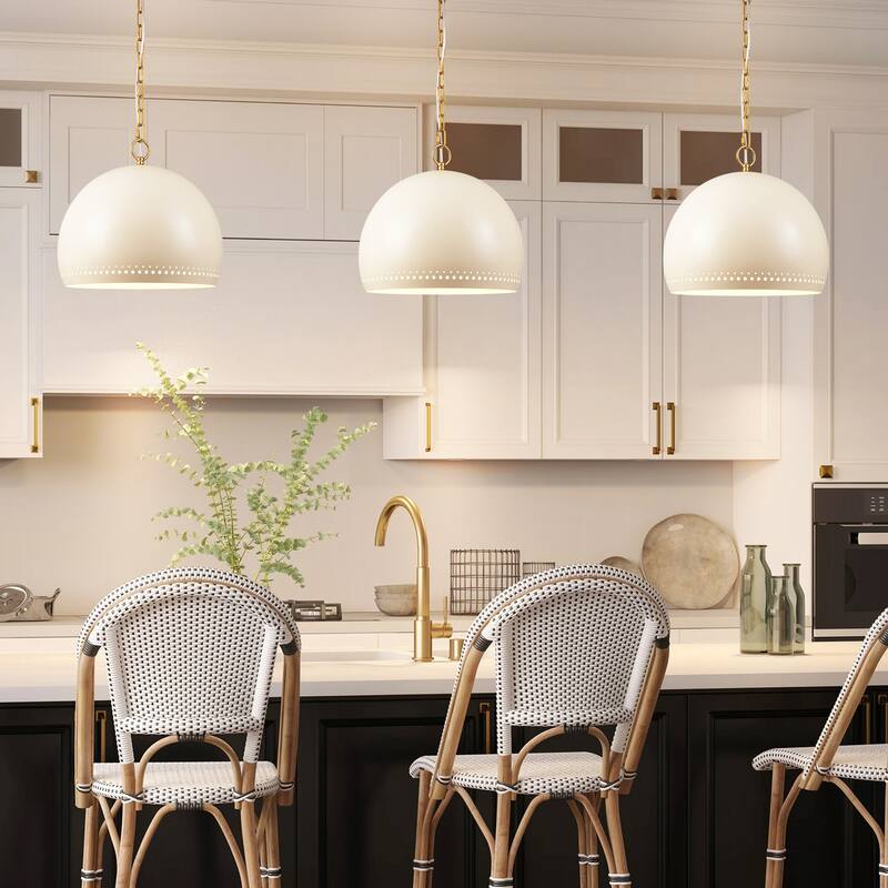 1-Light Modern Black/White Dome Pendant Kitchen Island Light