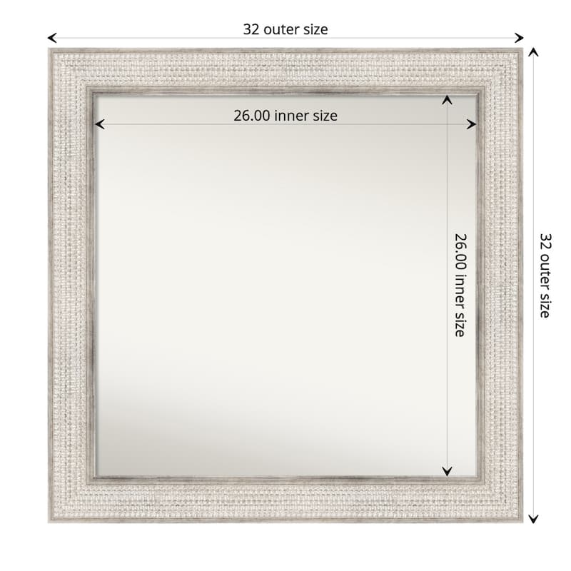 Non-Beveled Wood Bathroom Wall Mirror - Trellis Silver Frame - Trellis Silver - 32 x 32 in