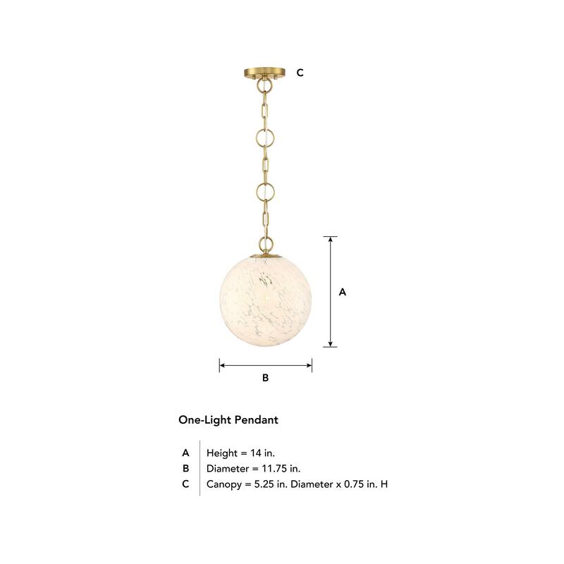 Wine Flower 60 Watt 1-Light Brushed Gold Glam Pendant Light with White Art Glass Shade - 14