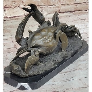 Bronze Crab Figure Sculpture Coastal Marine Decor On Marble Base
