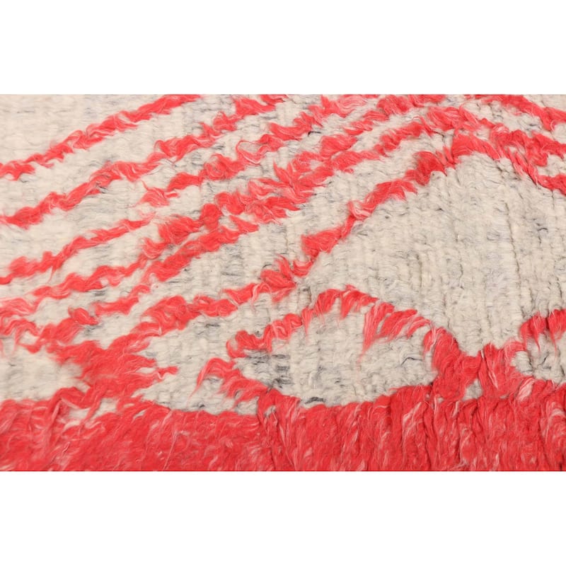 ECARPETGALLERY Hand-knotted Tangier Light Grey, Red Wool Rug - 8'1 x 9'8