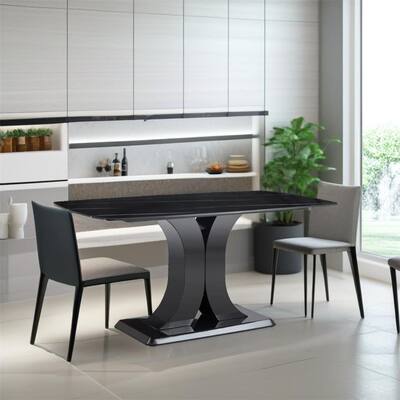 Rectangular Marble Dining Table,Luxurious Dining Table Faux Marble Top