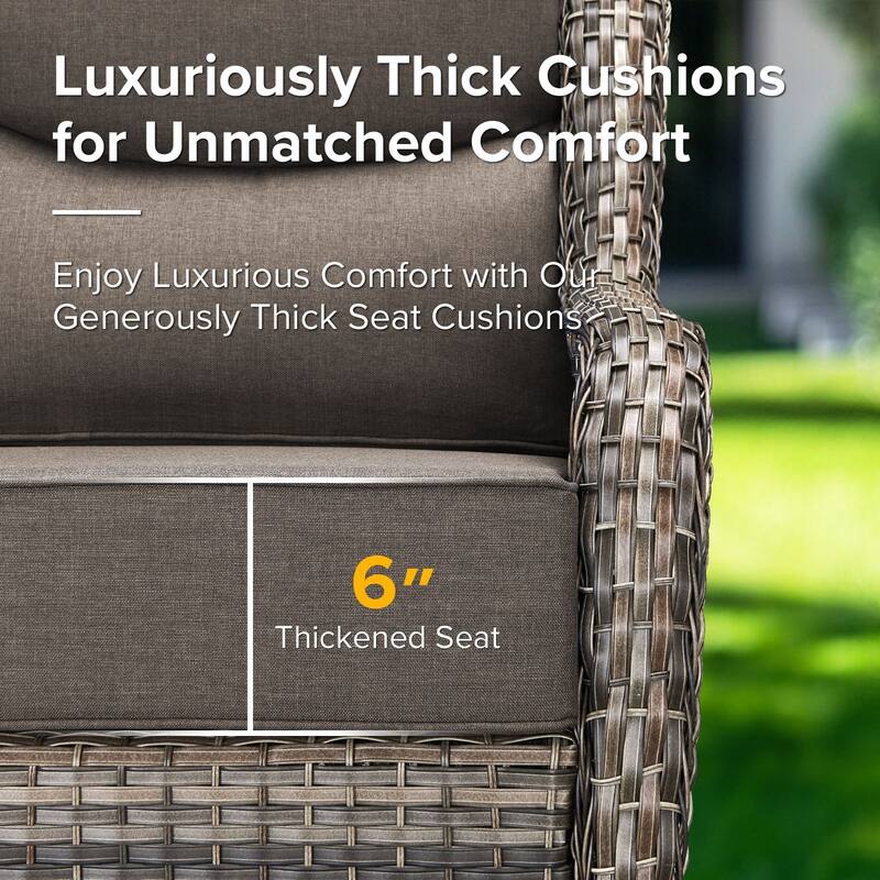 Gymojoy 5-Piece Patio Swivel Glider Chair Ottoman Set with Side Table, 6-Inch Ultra-Plush Cushions