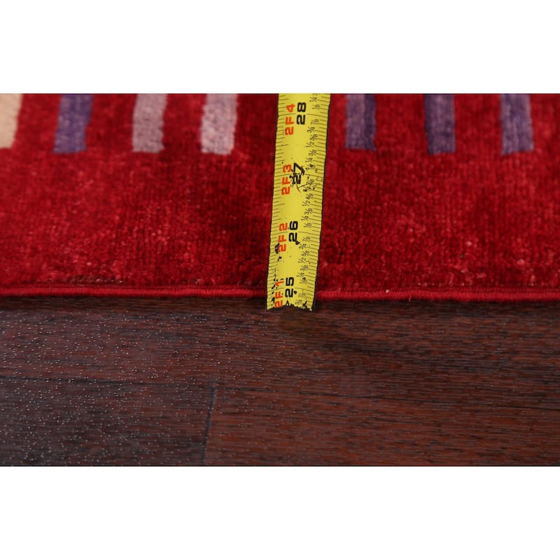 Geometric Gabbeh Kashkoli Area Rug Hand-knotted Oriental Wool Carpet - 2'7" x 4'0"
