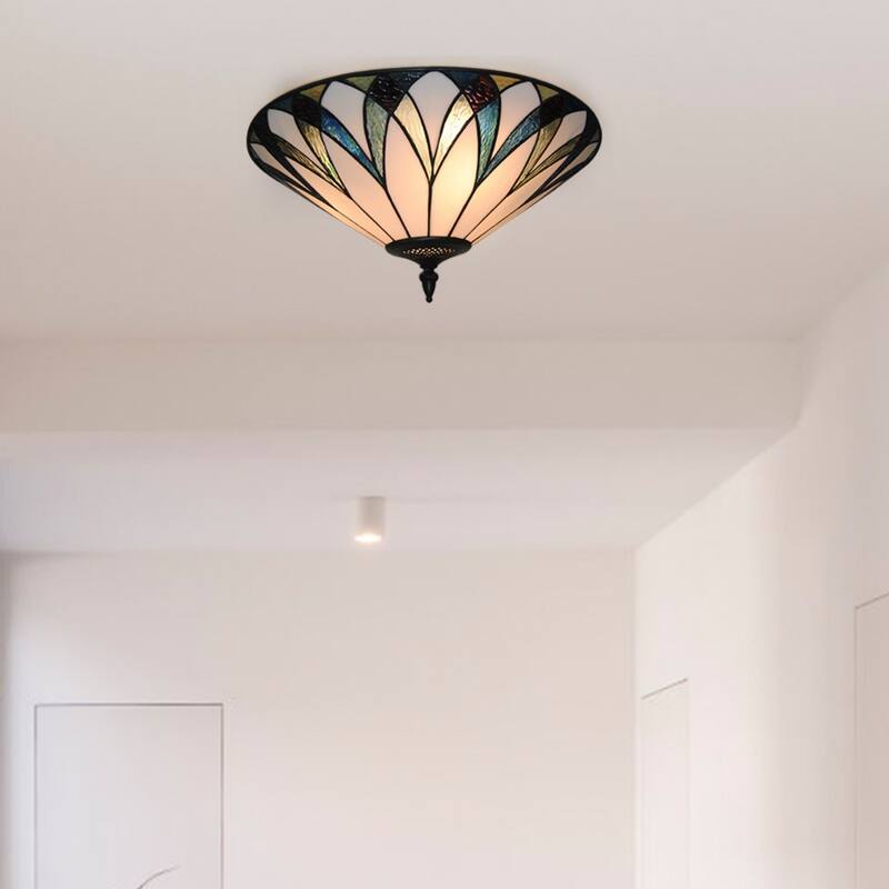 Stained Glass Flush Mount Tiffany Ceiling Light Entryway Lighting
