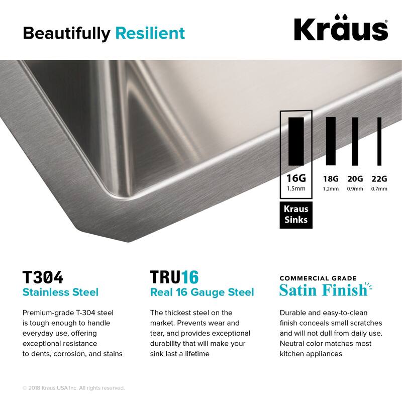 Kraus Standart PRO 21" Undermount Single Basin Stainless Steel Kitchen