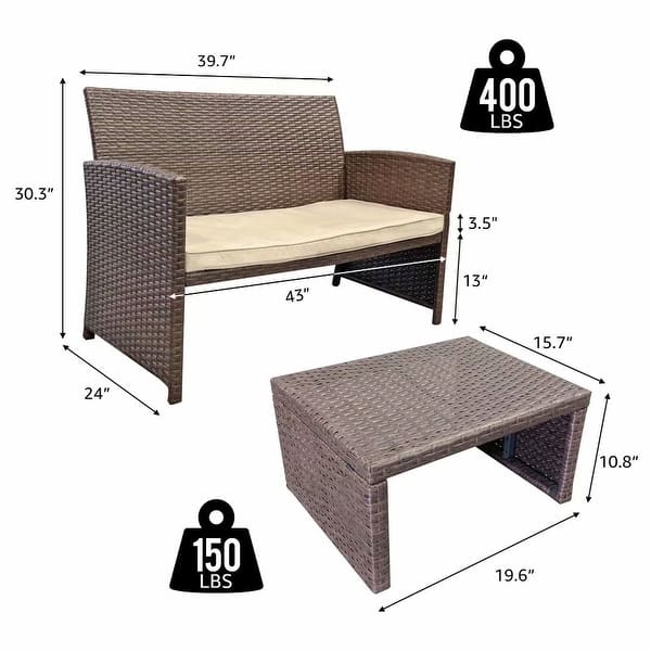 3 Piece Outdoor Rattan Sofa Set With Cushions Overstock 32465704