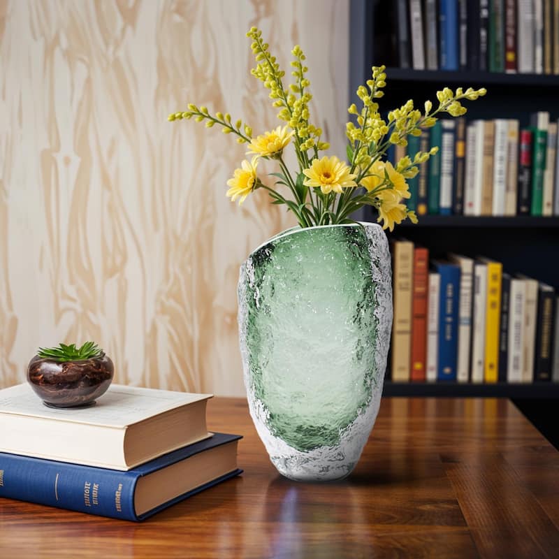 Emerald Crystalized Glass Vase