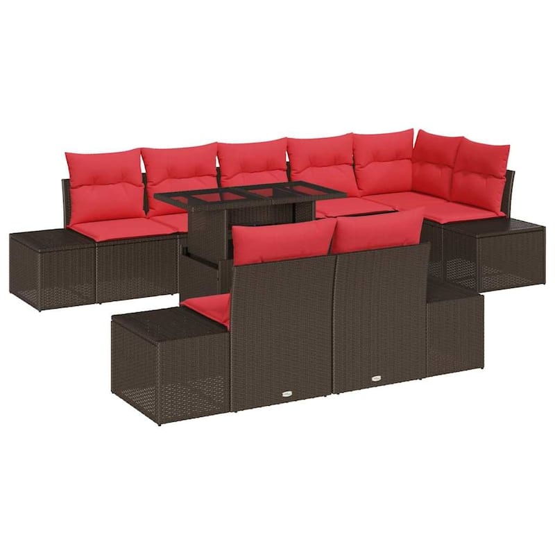 vidaXL 9 Piece Garden Sofa Set with Cushions - 125.6×60.6×27.2