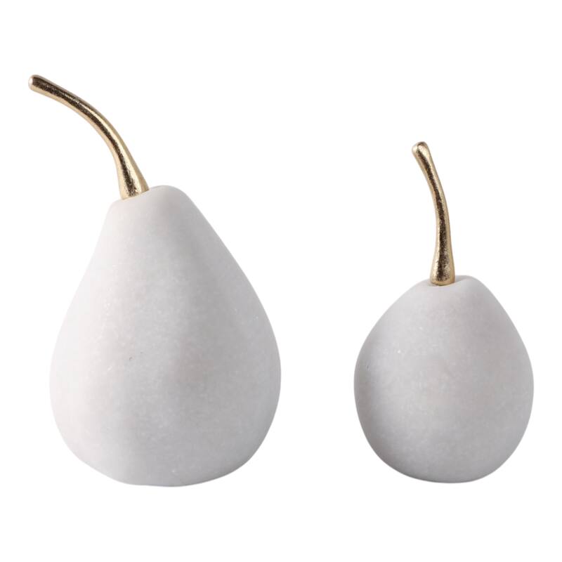 Polyresin Decorative Object Stem Pear-Shaped (Set of 2) - 7/6" White - 4" x 4" x 7.5"